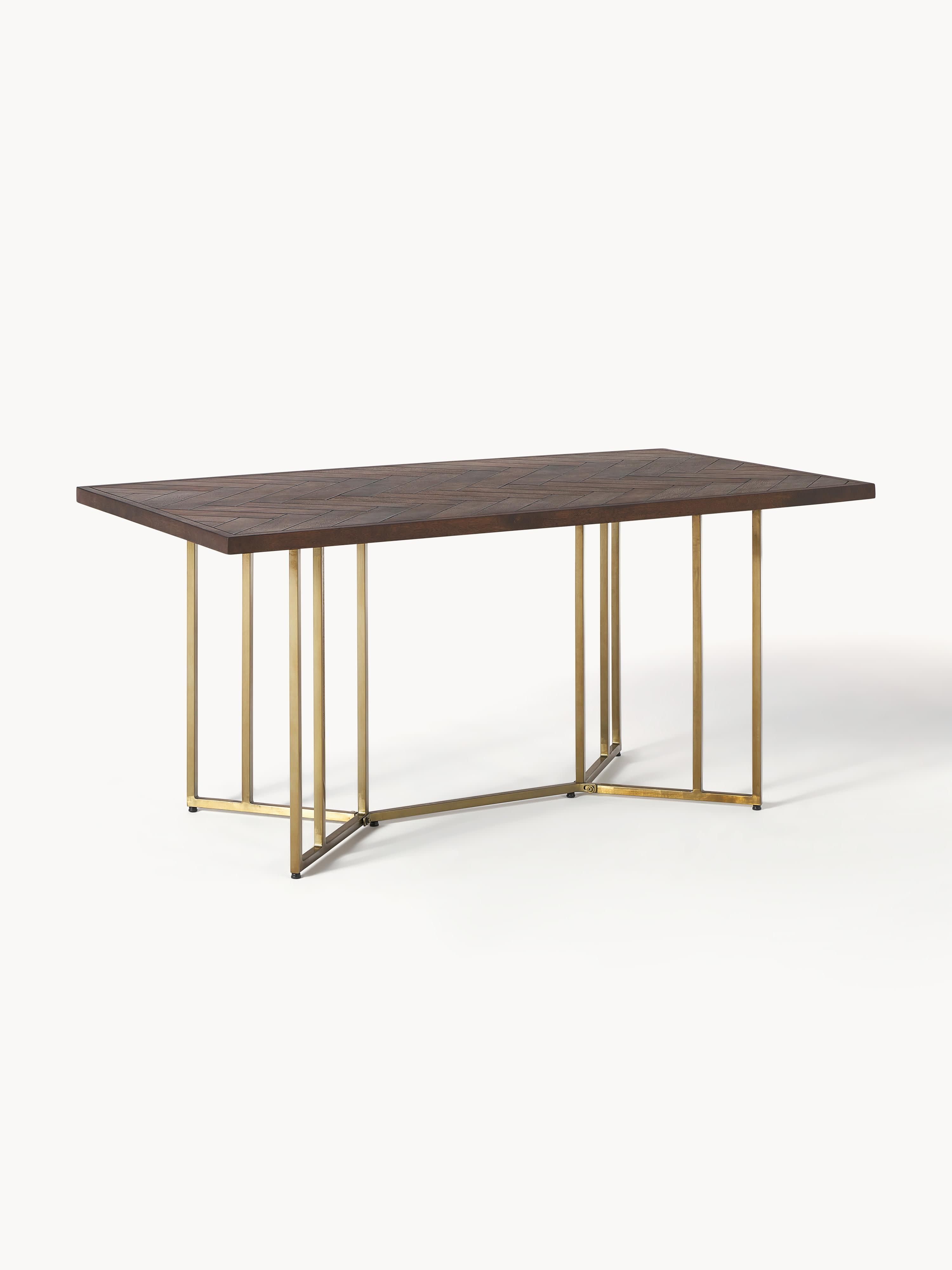 Luca Mango Wood Dining Table with Herringbone Pattern, in various sizes
