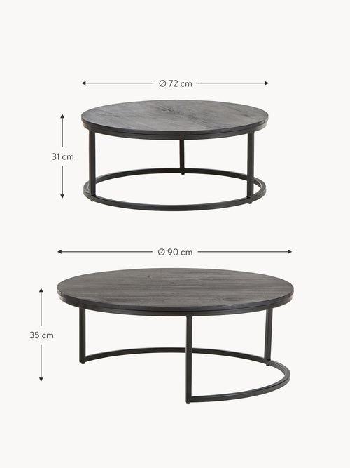 Andrew Round Mango Wood Coffee Tables, Set of 2
