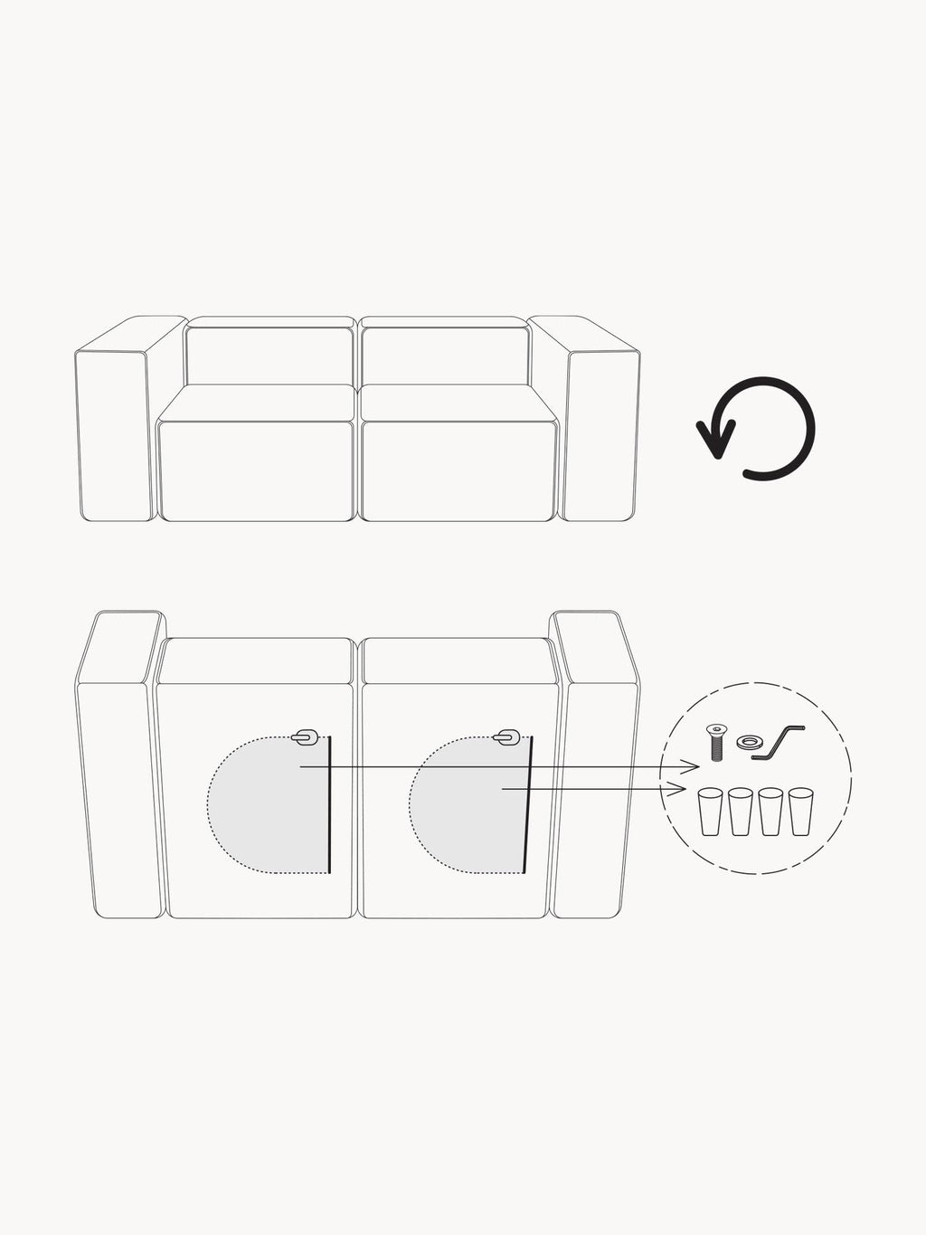 Lennon Corduroy Modular Corner Sofa (2-seater)