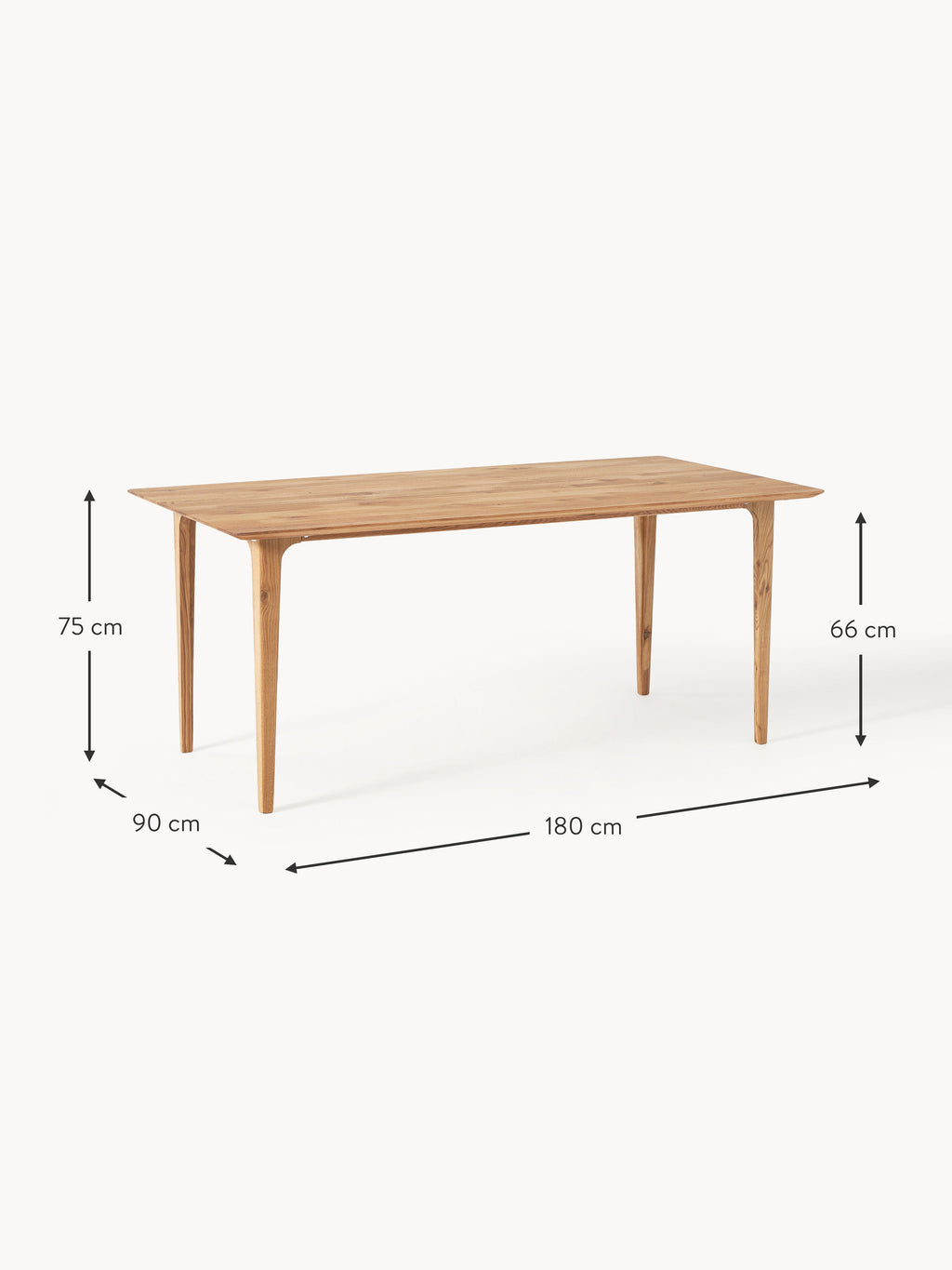 Archie Oak Wood Dining Table, in various sizes
