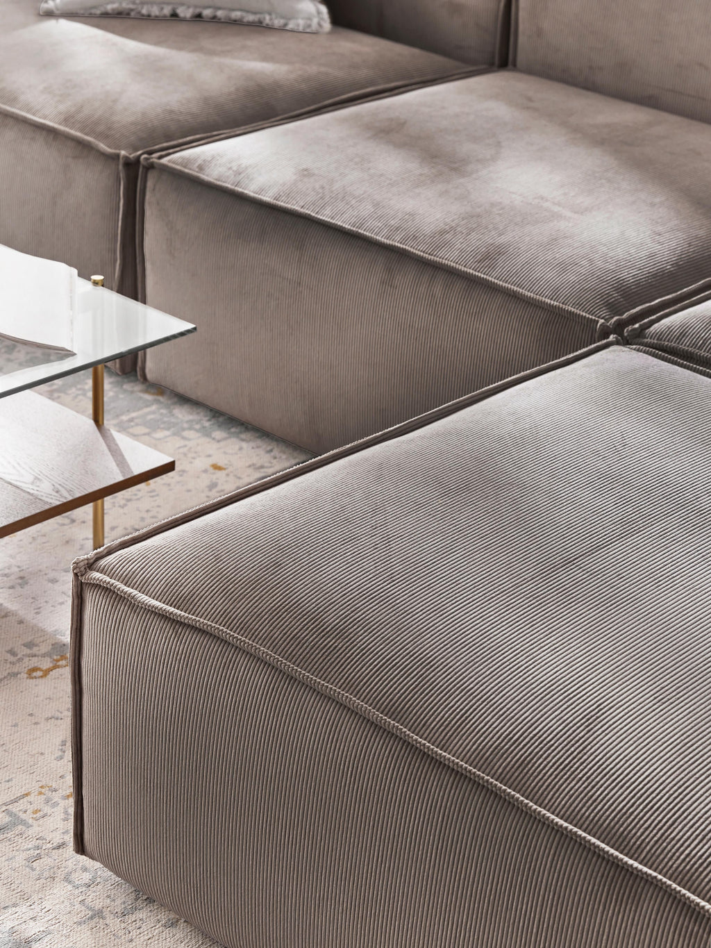 Lennon Corduroy Modular Sofa (4-seater) with Ottoman (left/right)