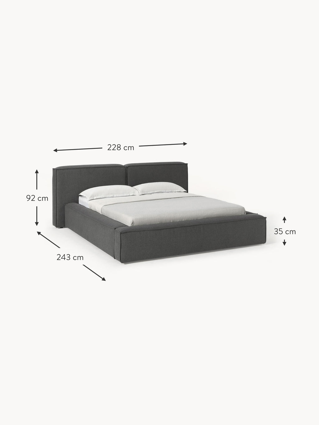 Lennon Upholstered Bed with Storage Space