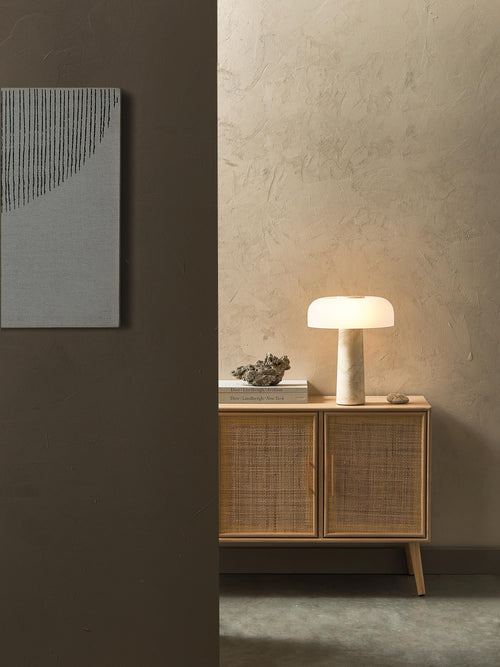 Carla Table Lamp with Travertine Base