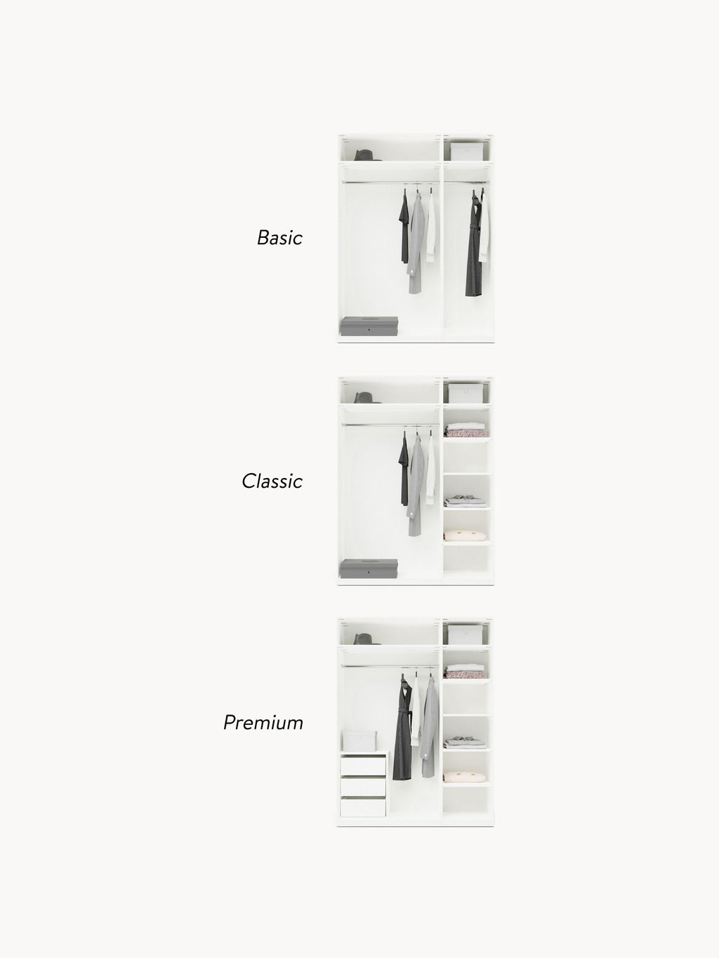 Leon Modular Hinged Door Wardrobe, 150 cm Wide, in various sizes