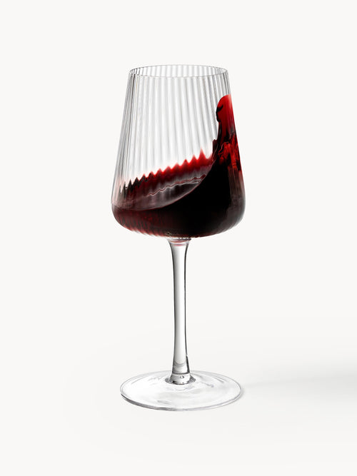 Cami Handmade White Wine Glasses with Embossed Pattern, Set of 4