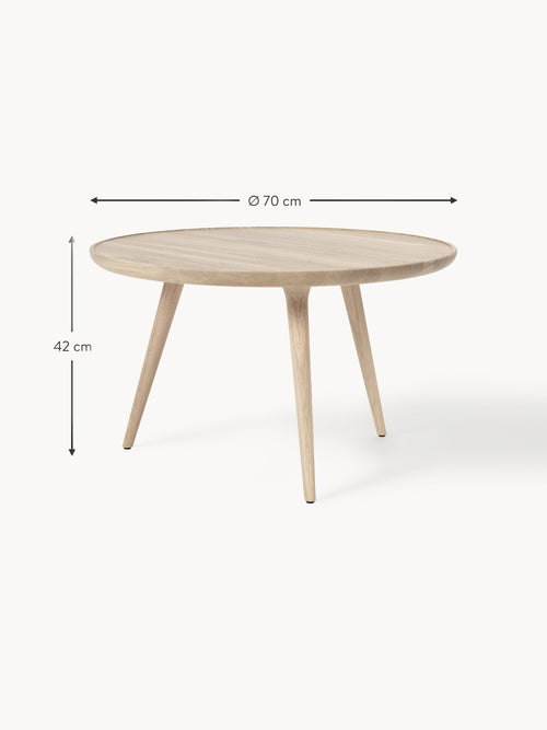 Accent Round Oak Wood Coffee Table, Handmade
