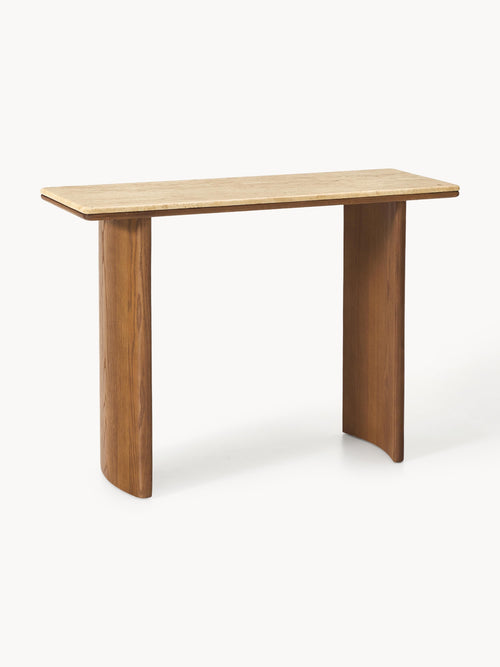 Gallery image 1 - Oak Wood Console Table Chandler with Travertine Table Top
