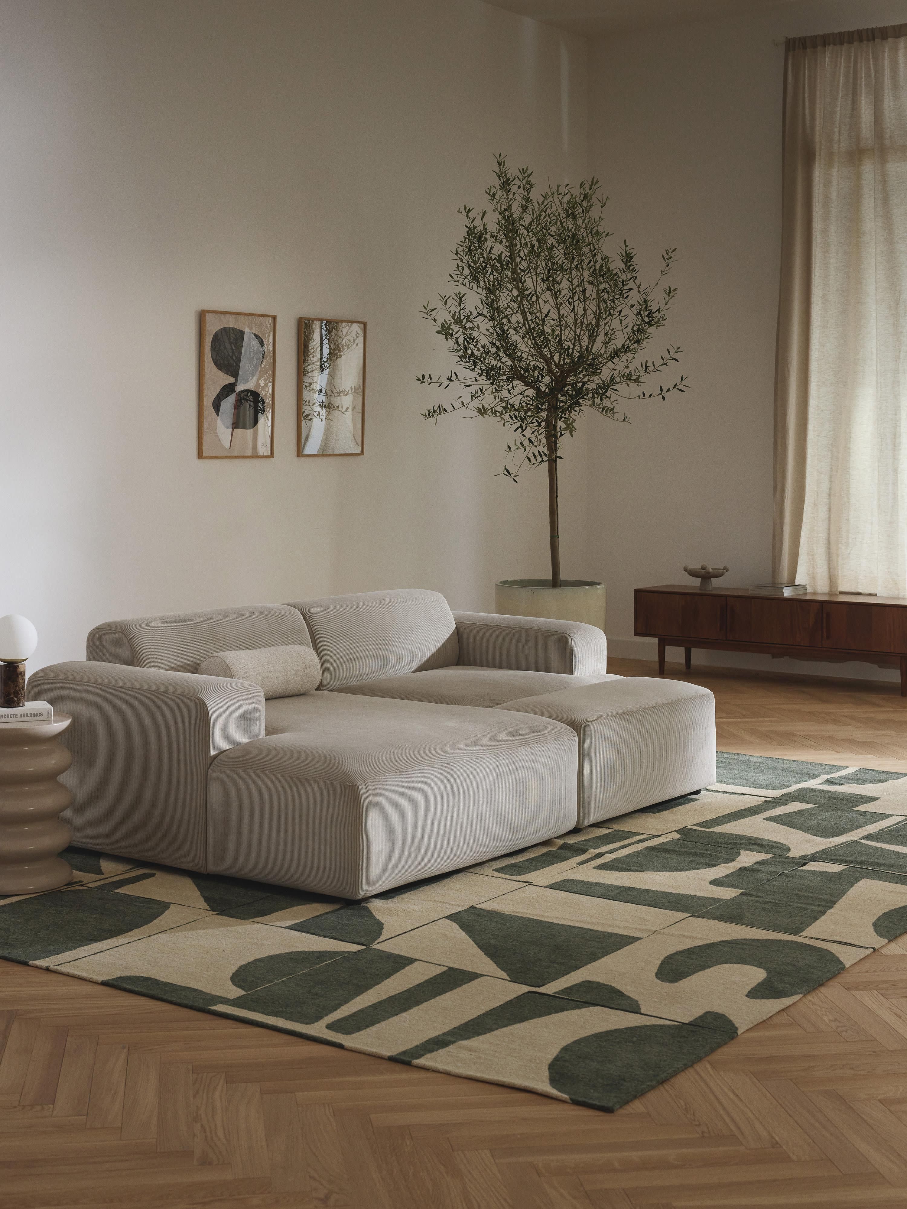 Melva XL Corduroy Ottoman, W 116 x D 42 cm