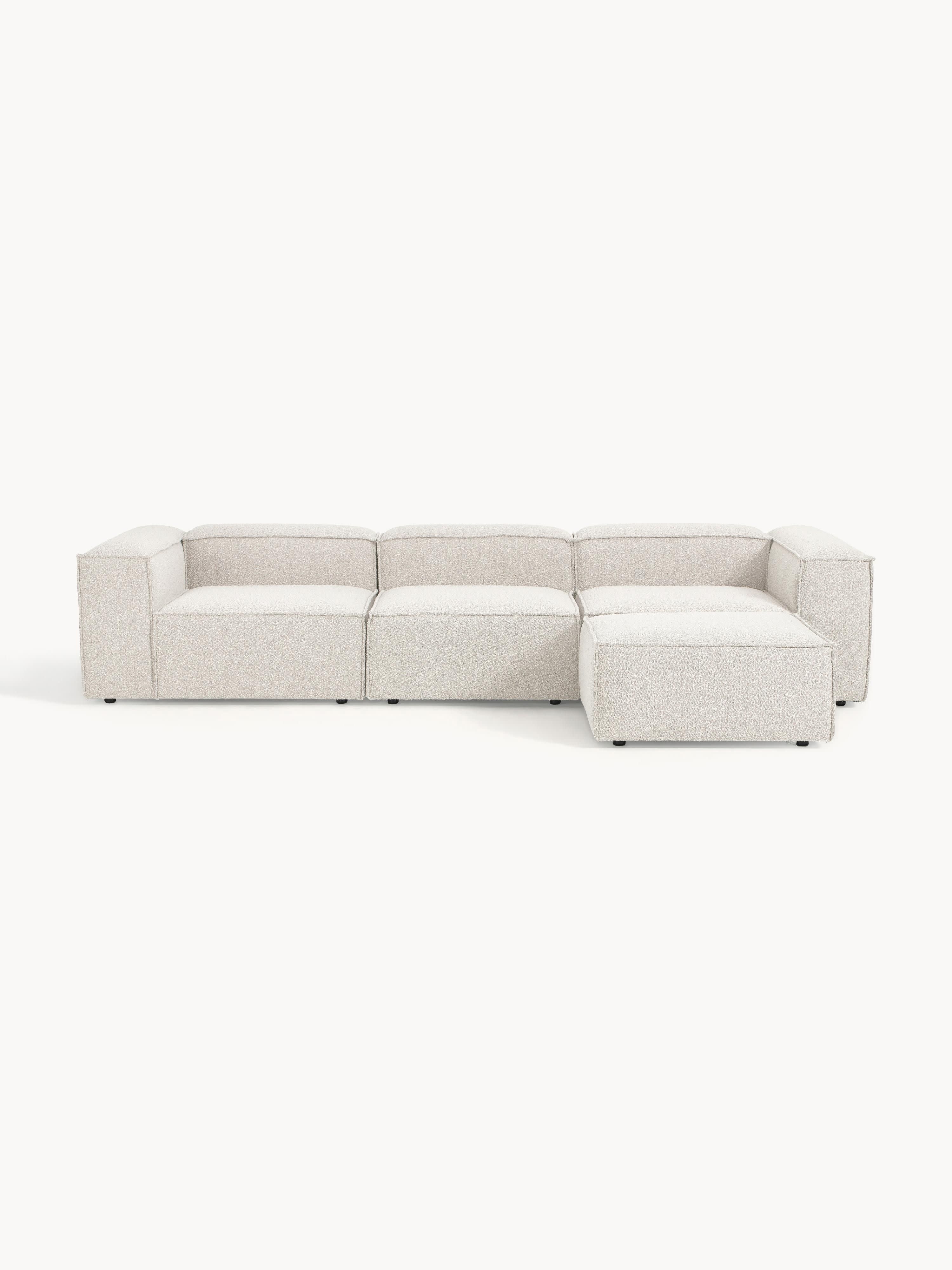 Lennon Bouclé Modular Sofa (4-seater) with Ottoman (left/right)