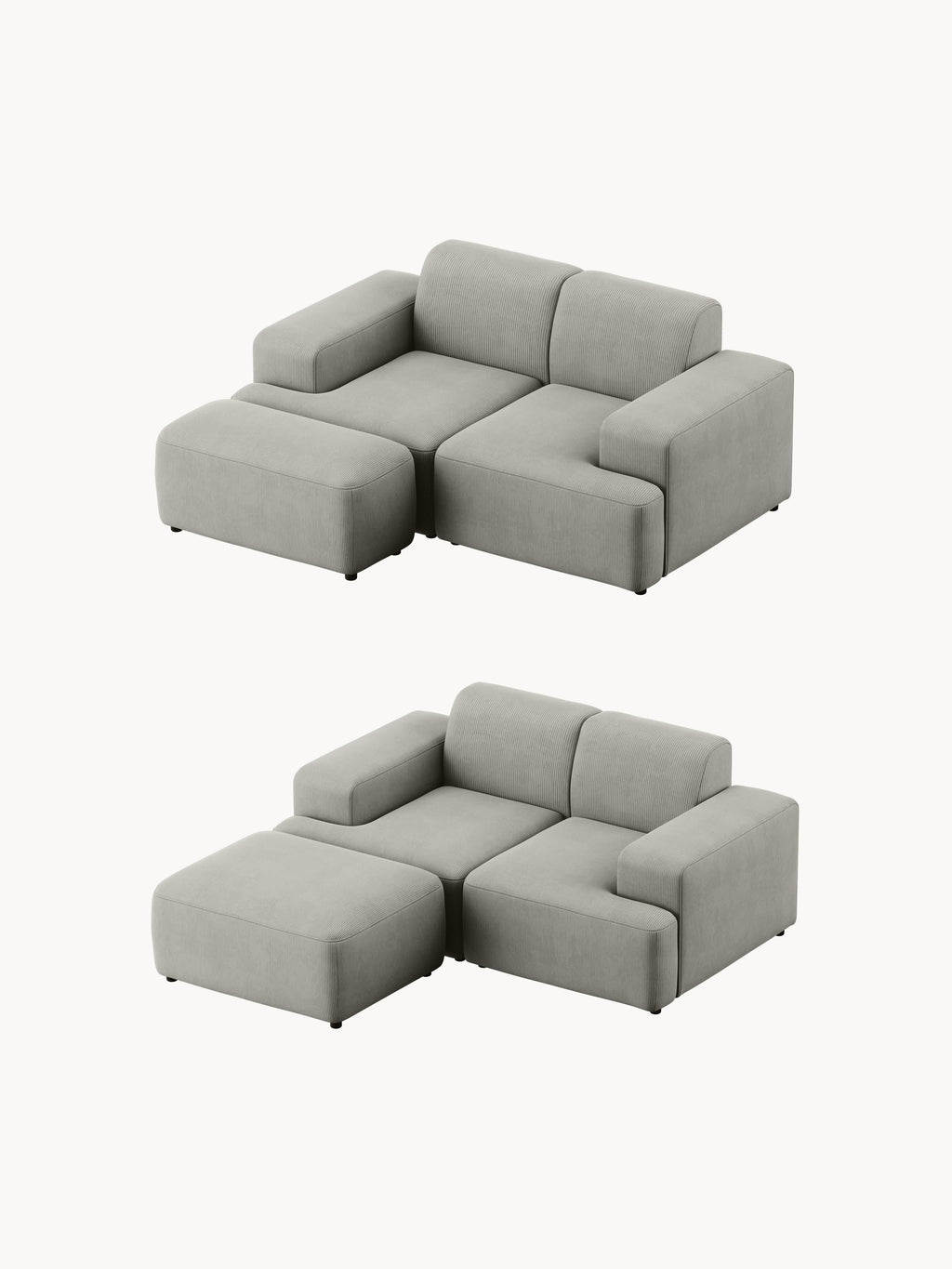 Melva Corduroy Ottoman, W 99 x D 72 cm