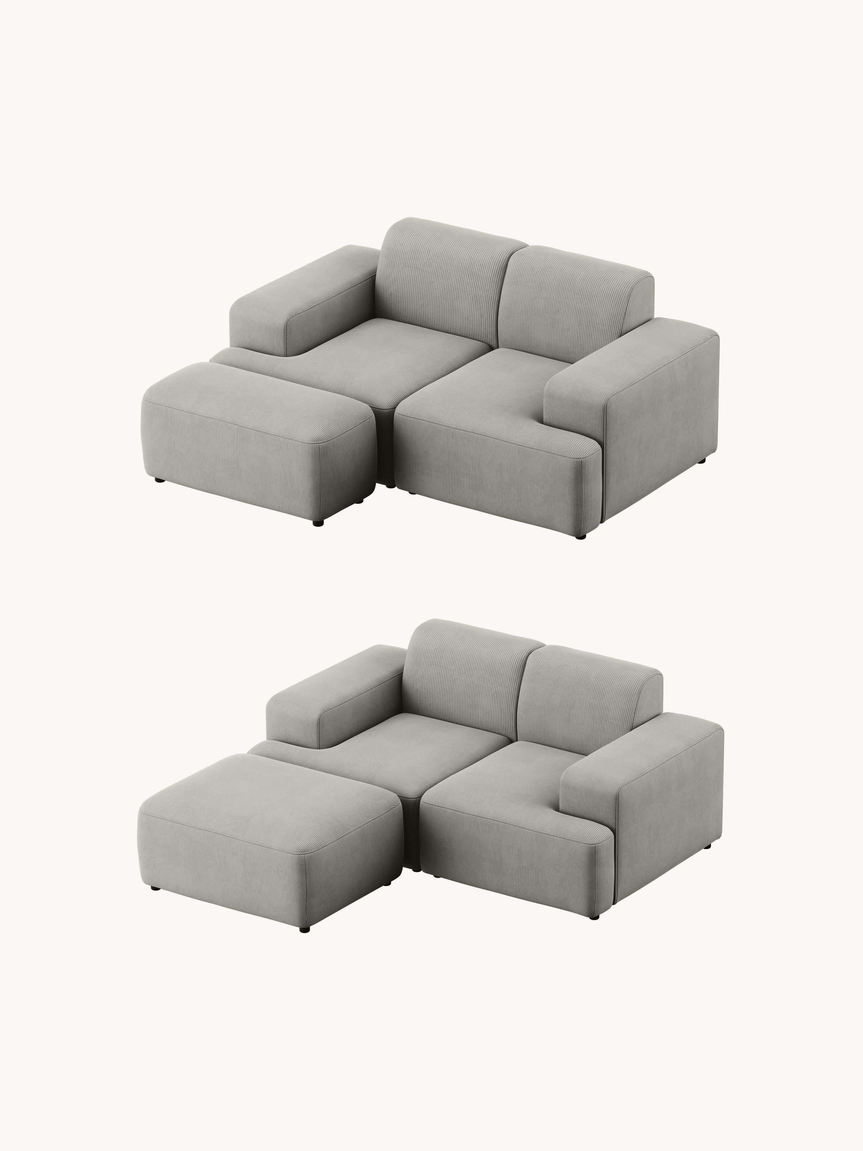 Melva Corduroy Ottoman, W 99 x D 72 cm