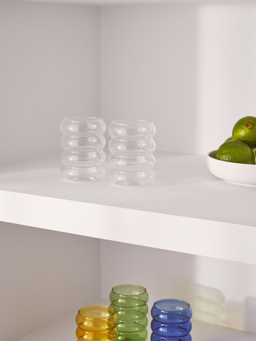 Bubbly Mouth-Blown Borosilicate Tumblers, Set of 4
