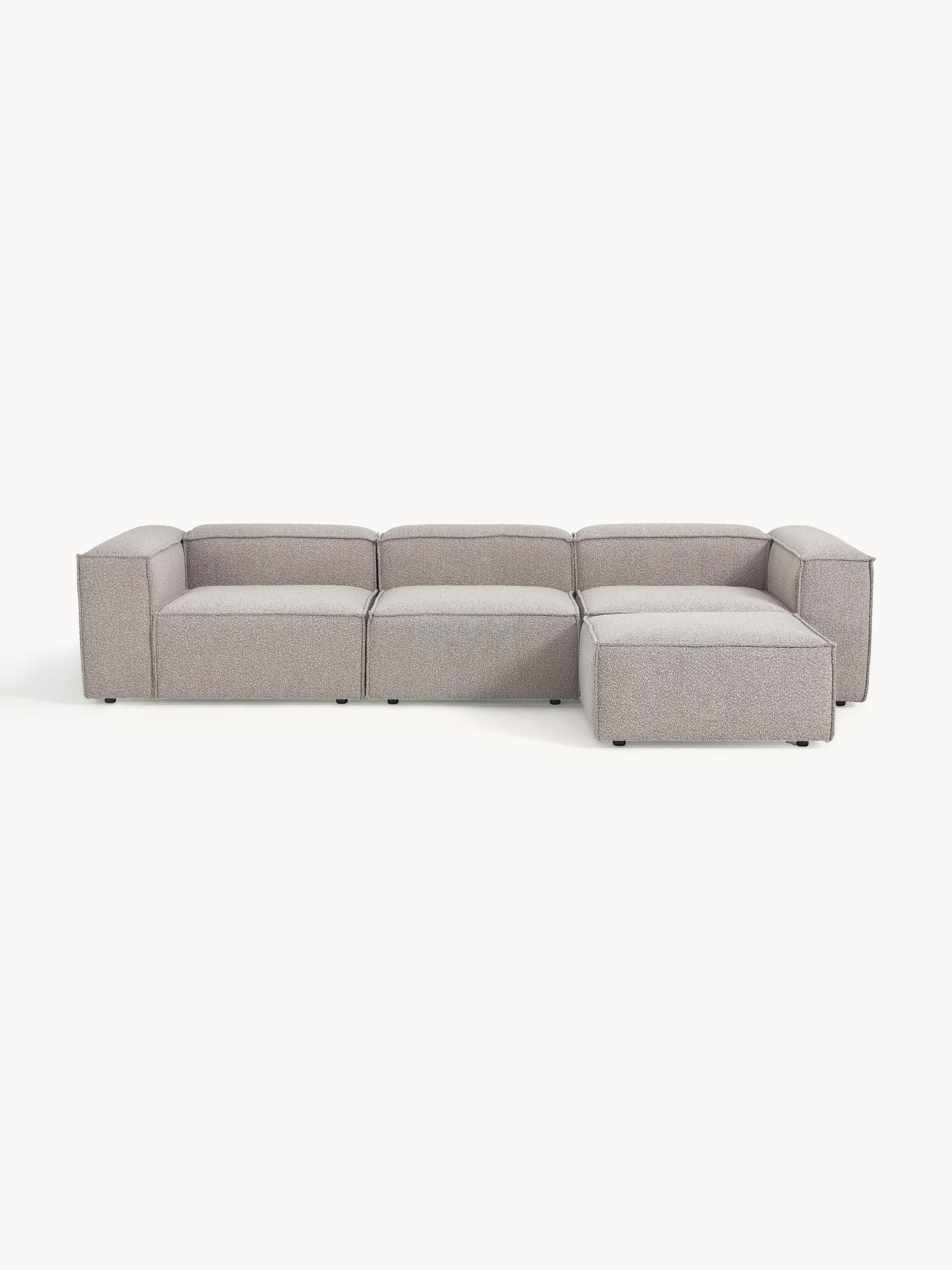 Lennon Bouclé Modular Sofa (4-seater) with Ottoman (left/right)