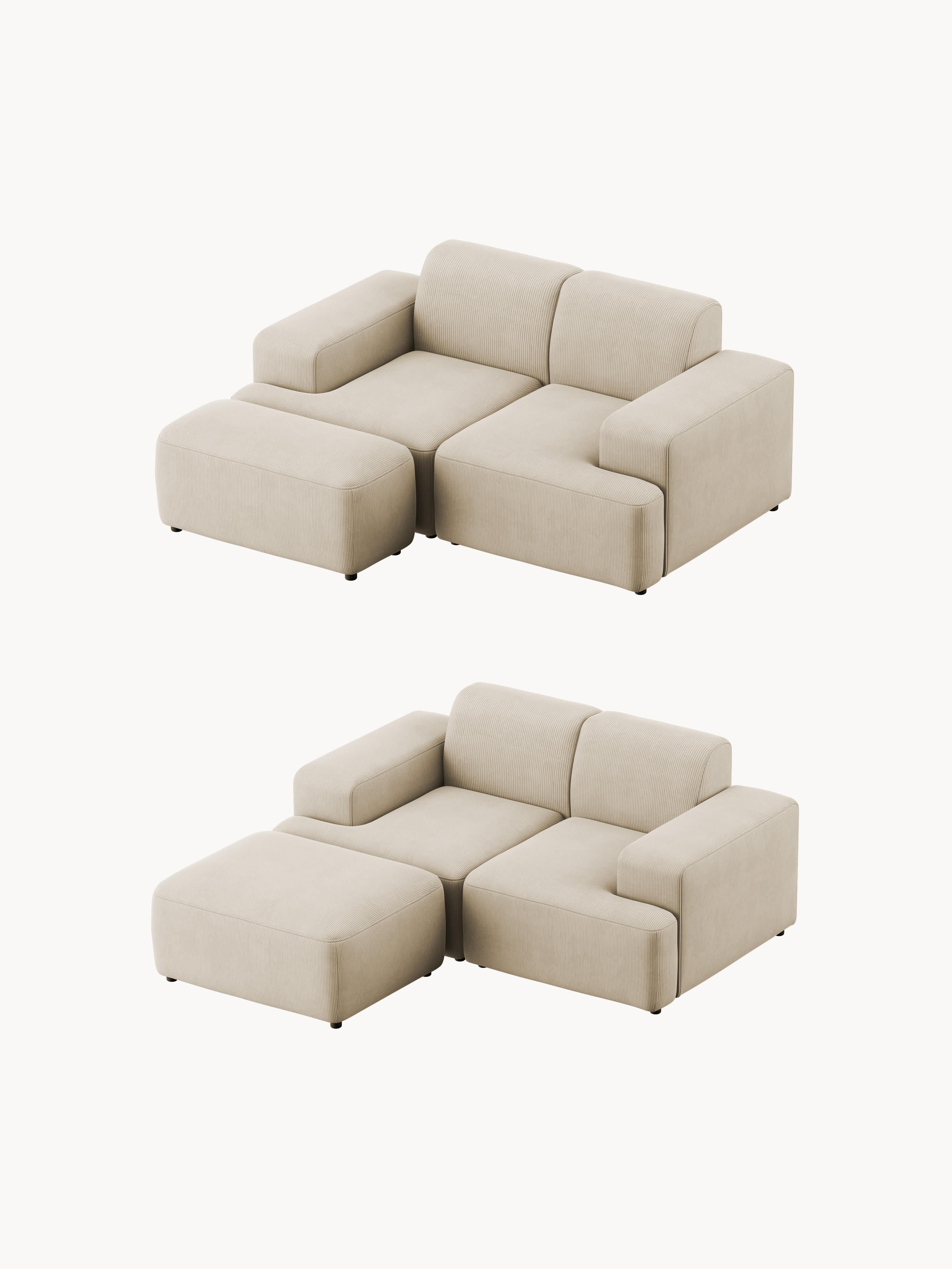 Melva Corduroy Ottoman, W 99 x D 72 cm