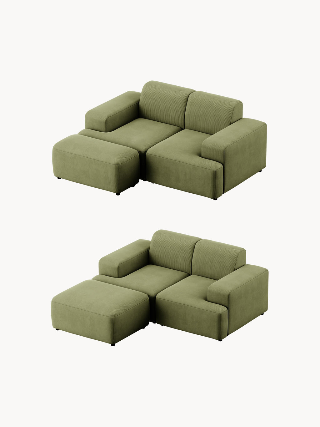 Melva Corduroy Ottoman, W 99 x D 42 cm