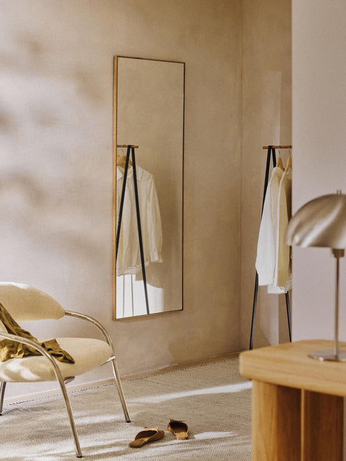 Avery Full-Length Wall Mirror with Oak Wood Frame