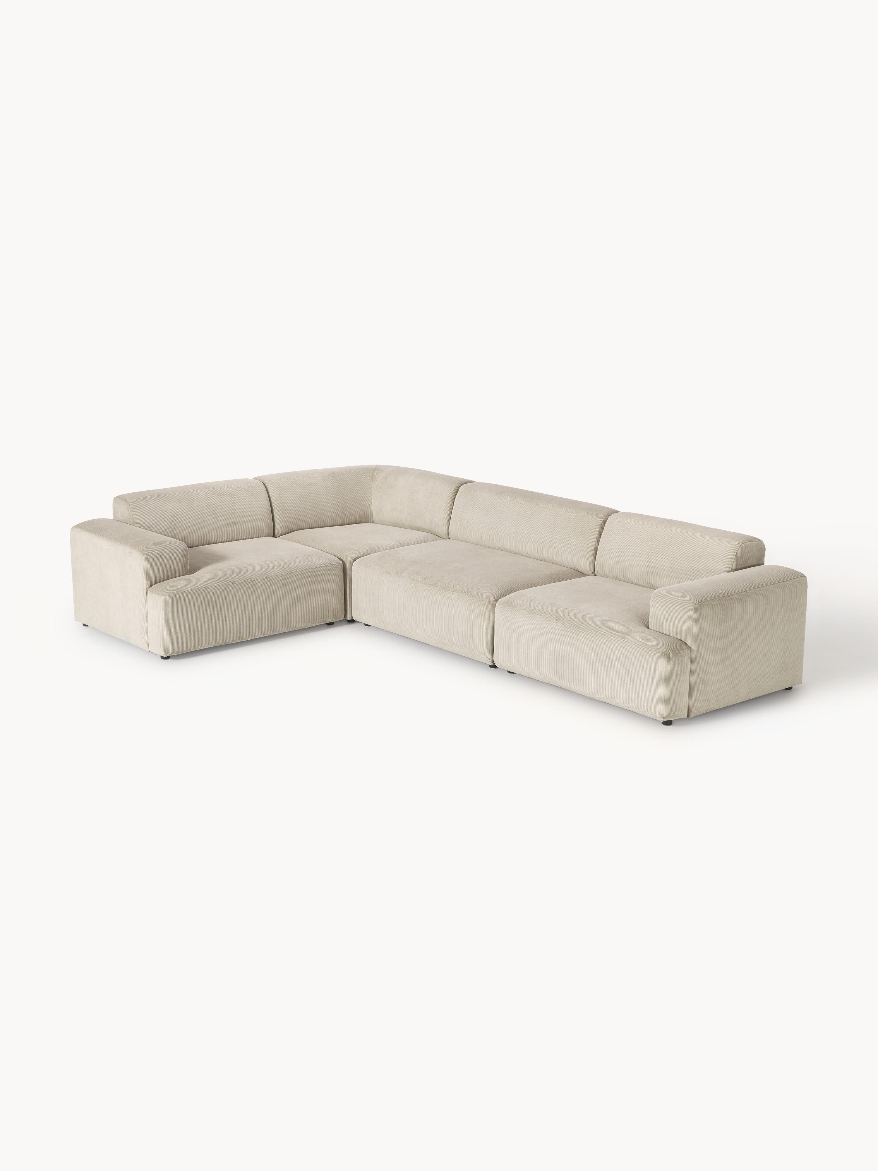 Melva Large Corduroy Corner Sofa (4-seater)