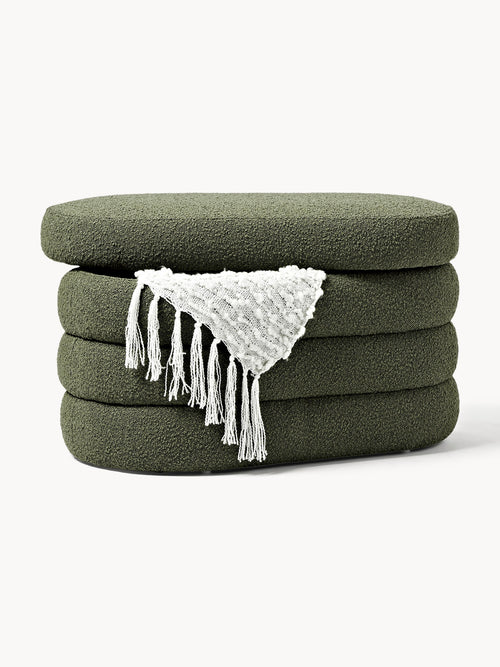Alto Small Bouclé Upholstered Bench with Storage Space