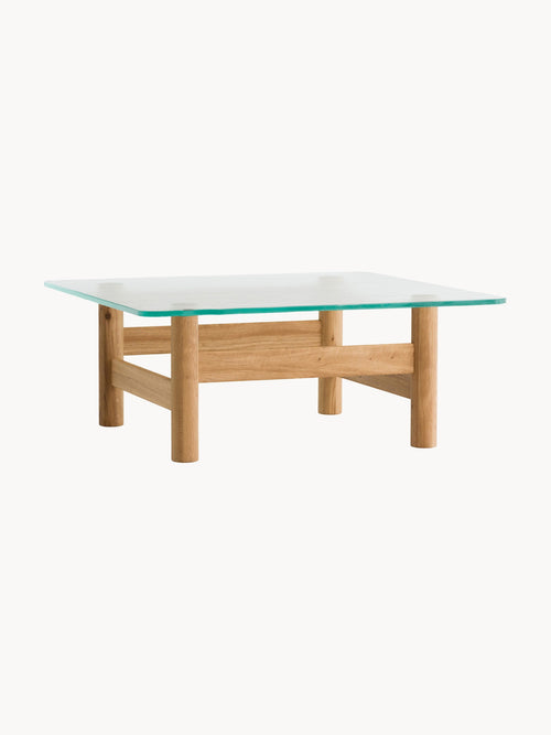 Gallery image 1 - Oak Wood Coffee Table Brasilia with Glass Top