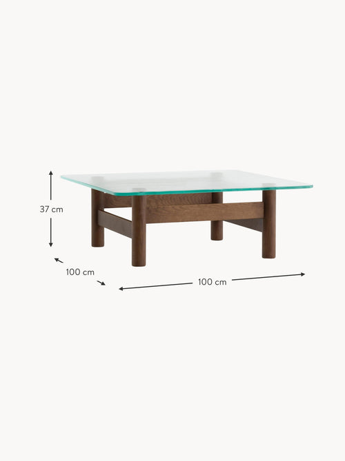 Brasilia Oak Wood Coffee Table with Glass Top