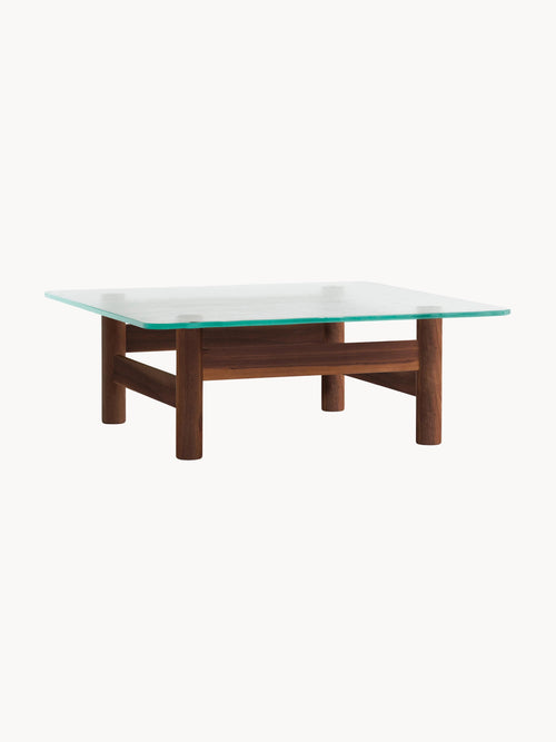 Gallery image 1 - Walnut Wood Coffee Table Brasilia with Glass Top