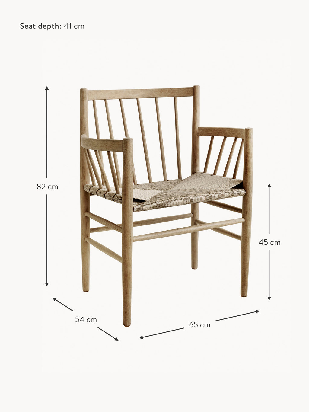 Handwoven Oak Wood Dining Chair J81 with Armrests