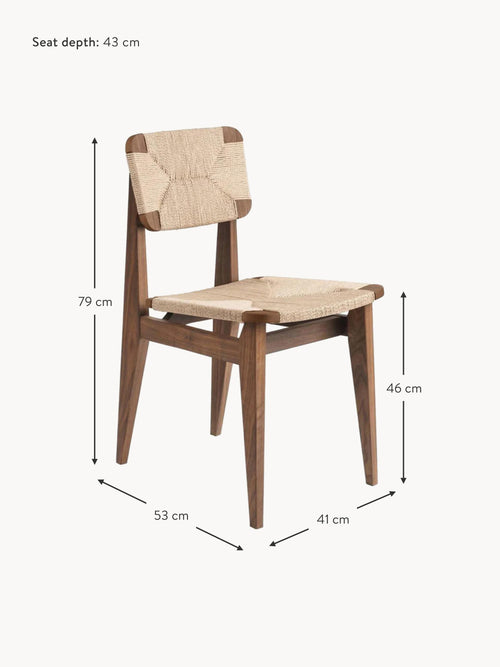 C-Chair Walnut Wood Dining Chair with Woven Seat Surface
