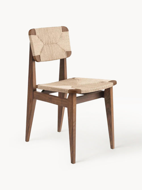 Gallery image 1 - Walnut Wood Dining Chair C-Chair with Woven Seat Surface