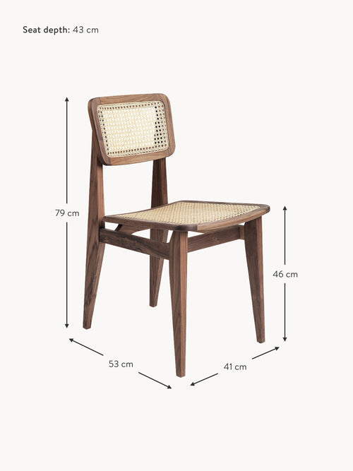 C-Chair Walnut Wood Dining Chair with Viennese Wickerwork