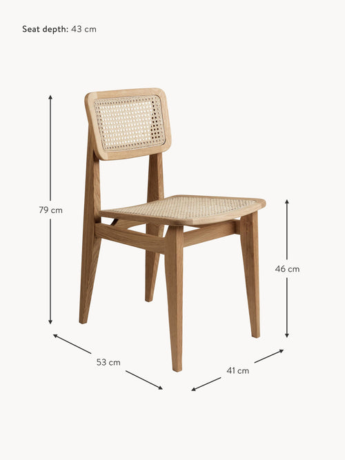 C-Chair Oak Wood Dining Chair with Viennese Wickerwork