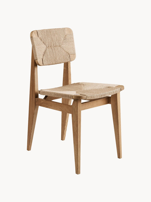 Gallery image 1 - Oak Wood Dining Chair C-Chair with Woven Seat Surface