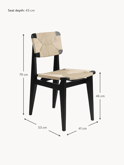 C-Chair Oak Wood Dining Chair with Woven Seat Surface