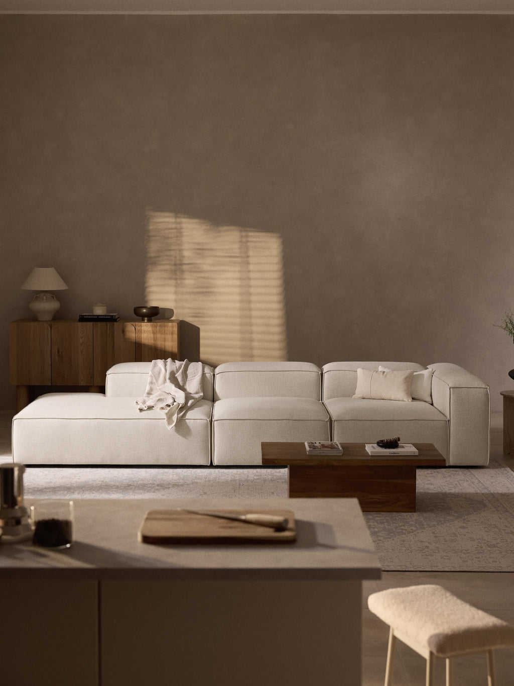 Lennon XL Linen Blend Modular Ottoman