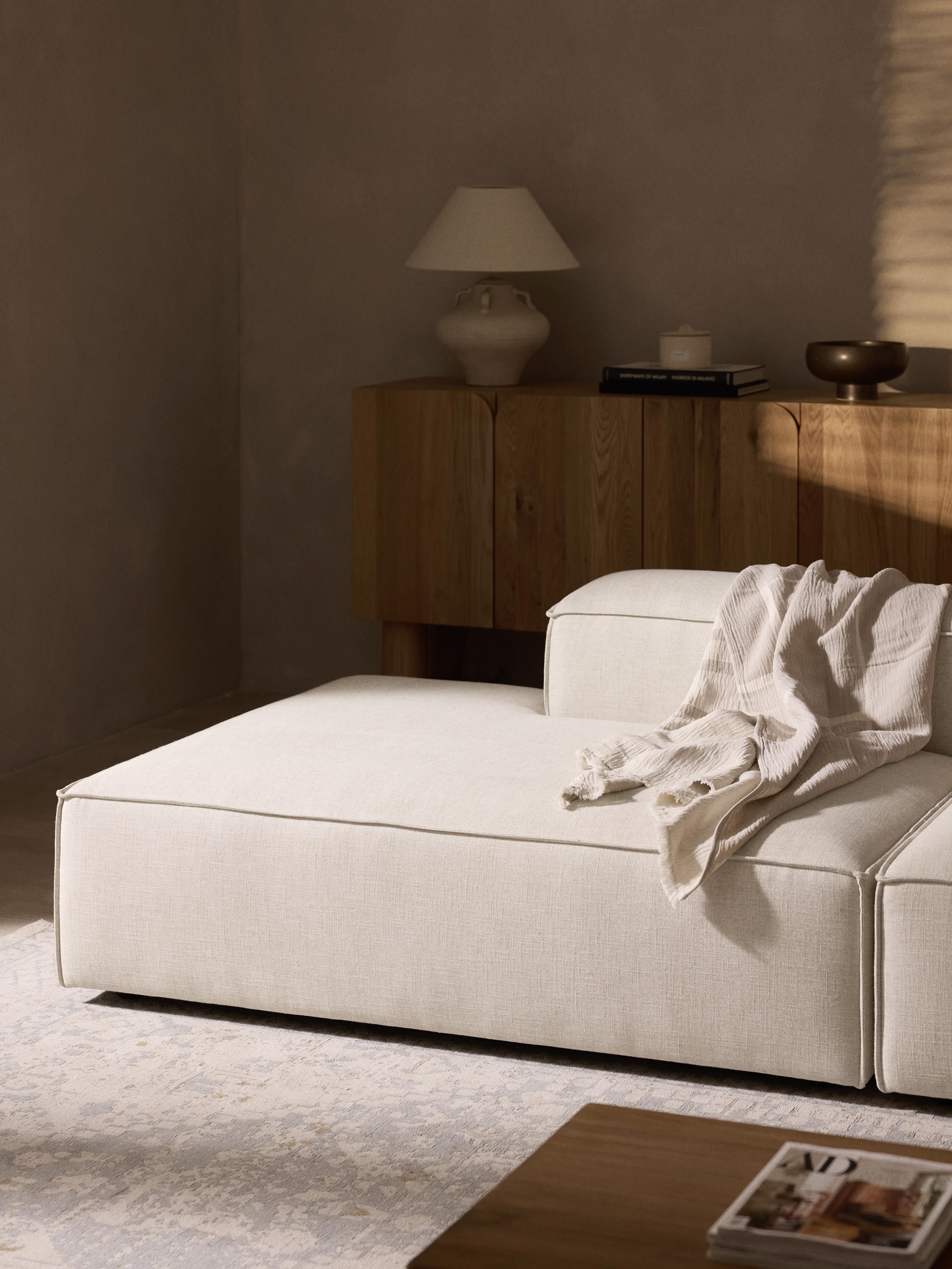 Lennon XL Linen Blend Modular Ottoman