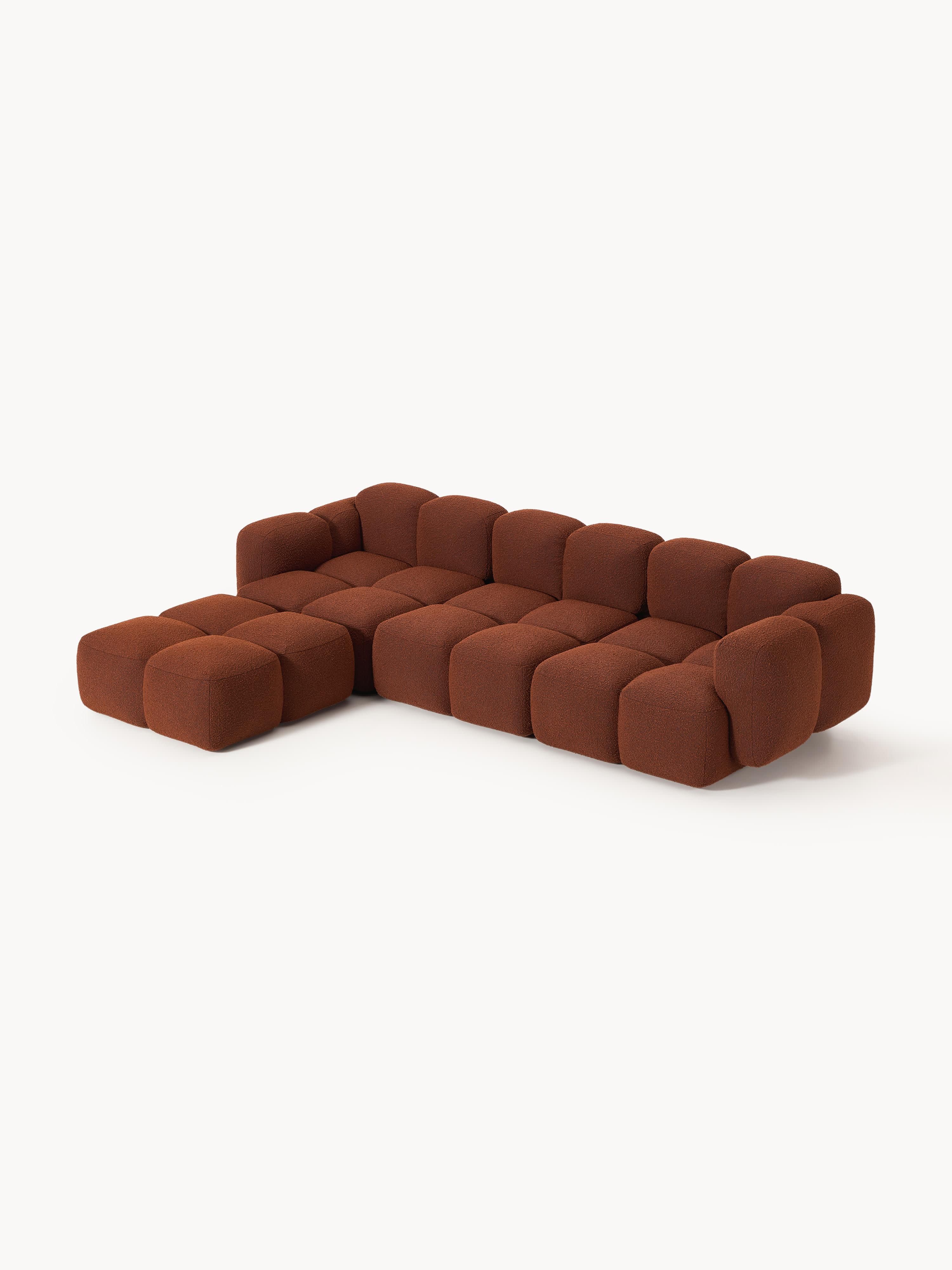 Tayla Bouclé Modular Sofa (4-seater) with Ottoman (left/right)
