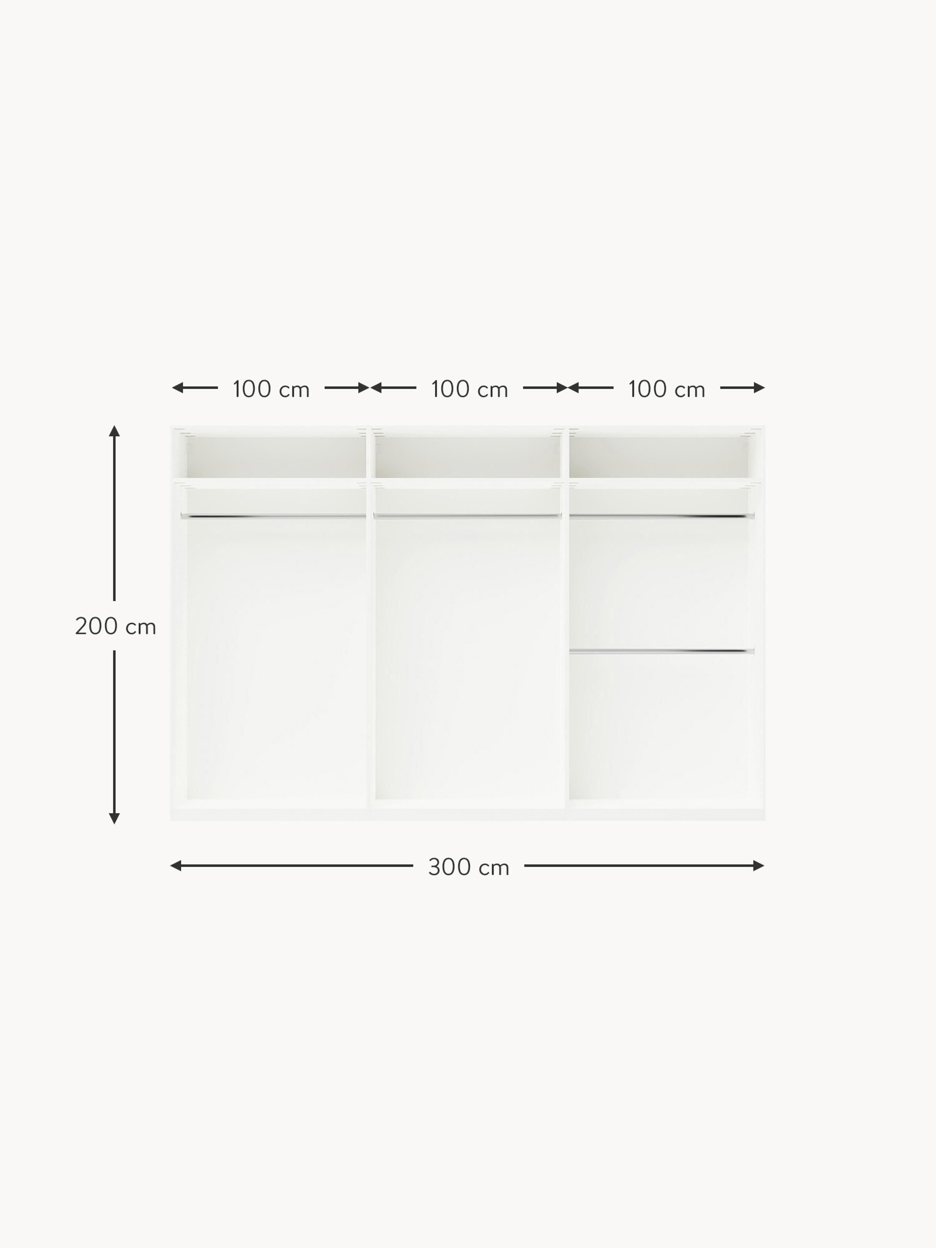 Leon Modular Hinged Door Wardrobe, 300 cm Wide, in various sizes