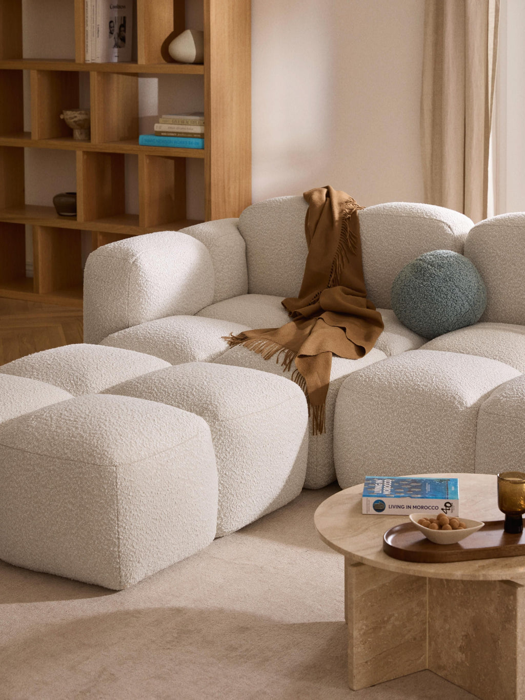Tayla Bouclé Modular Sofa (4-seater) with Ottoman (left/right)