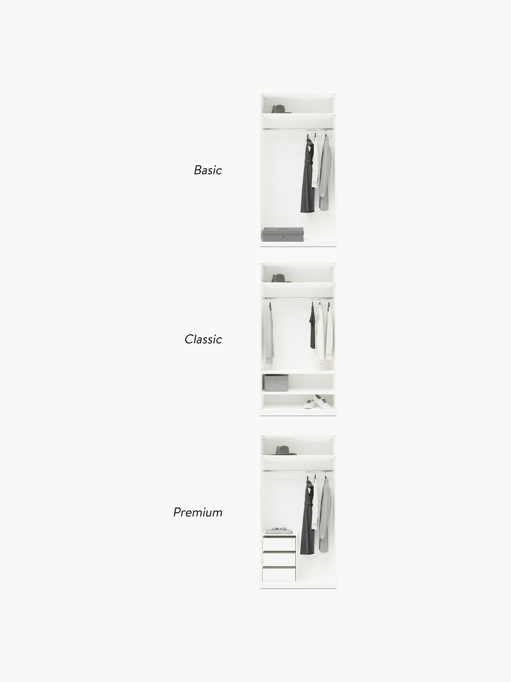 Simone Modular Revolving Door Wardrobe, 100 cm Wide, in various sizes