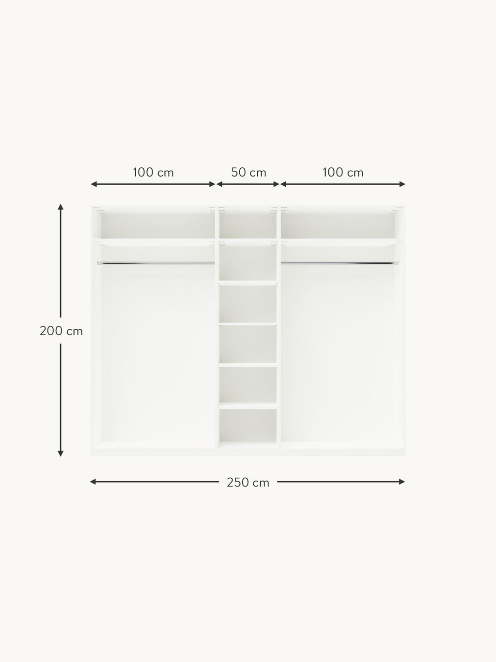Charlotte Modular Hinged Door Wardrobe, 300 cm Wide, in various sizes