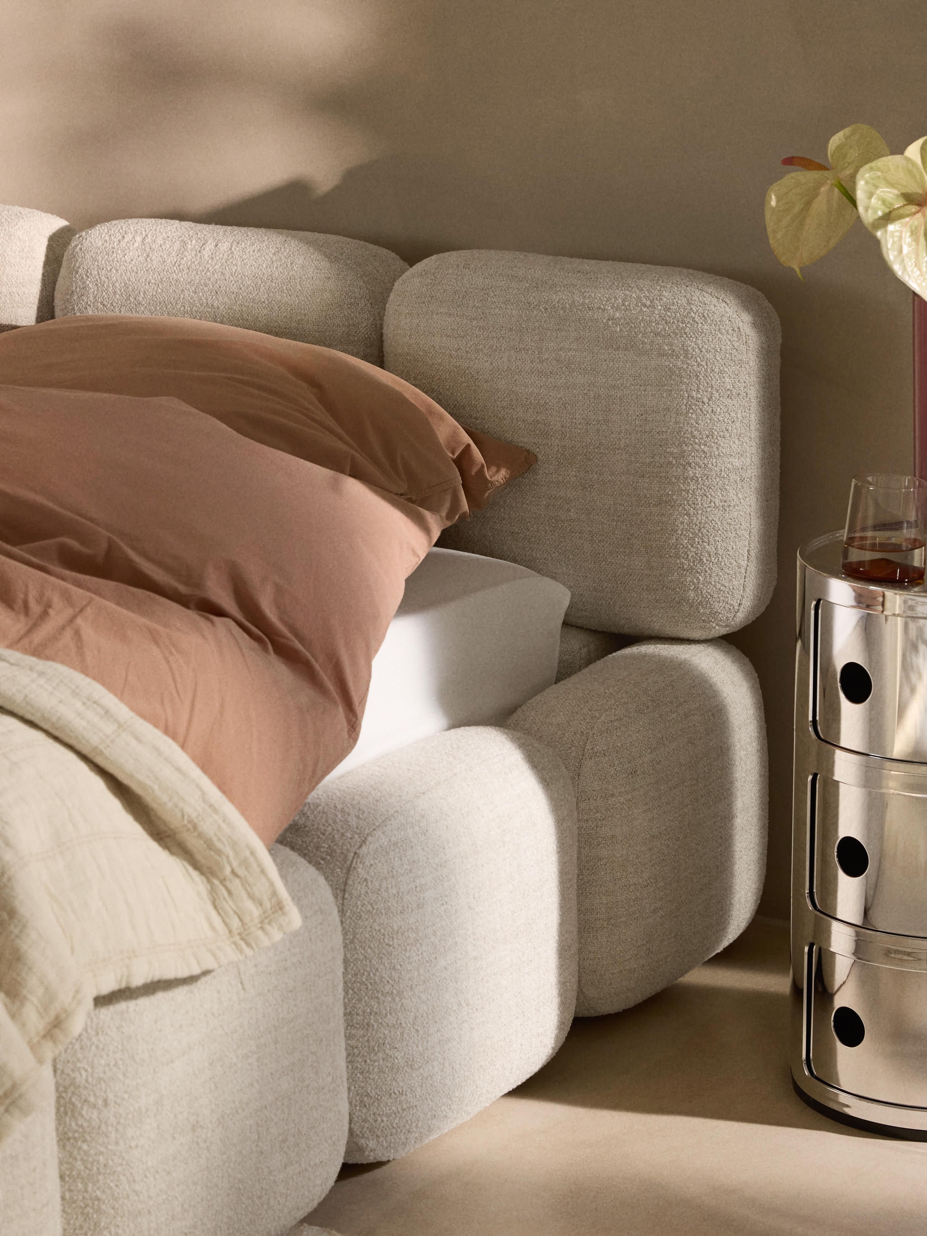 Tayla Upholstered Bouclé Bed with Storage Space