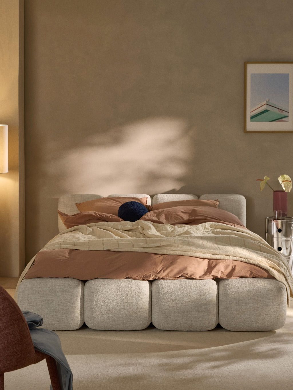 Tayla Upholstered Bouclé Bed with Storage Space