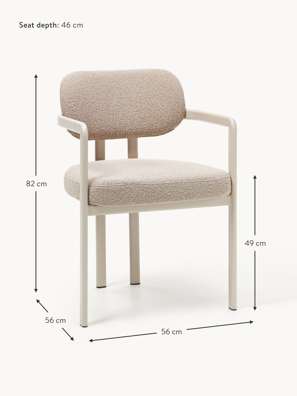 Adrien Upholstered Bouclé Dining Chair with Armrests