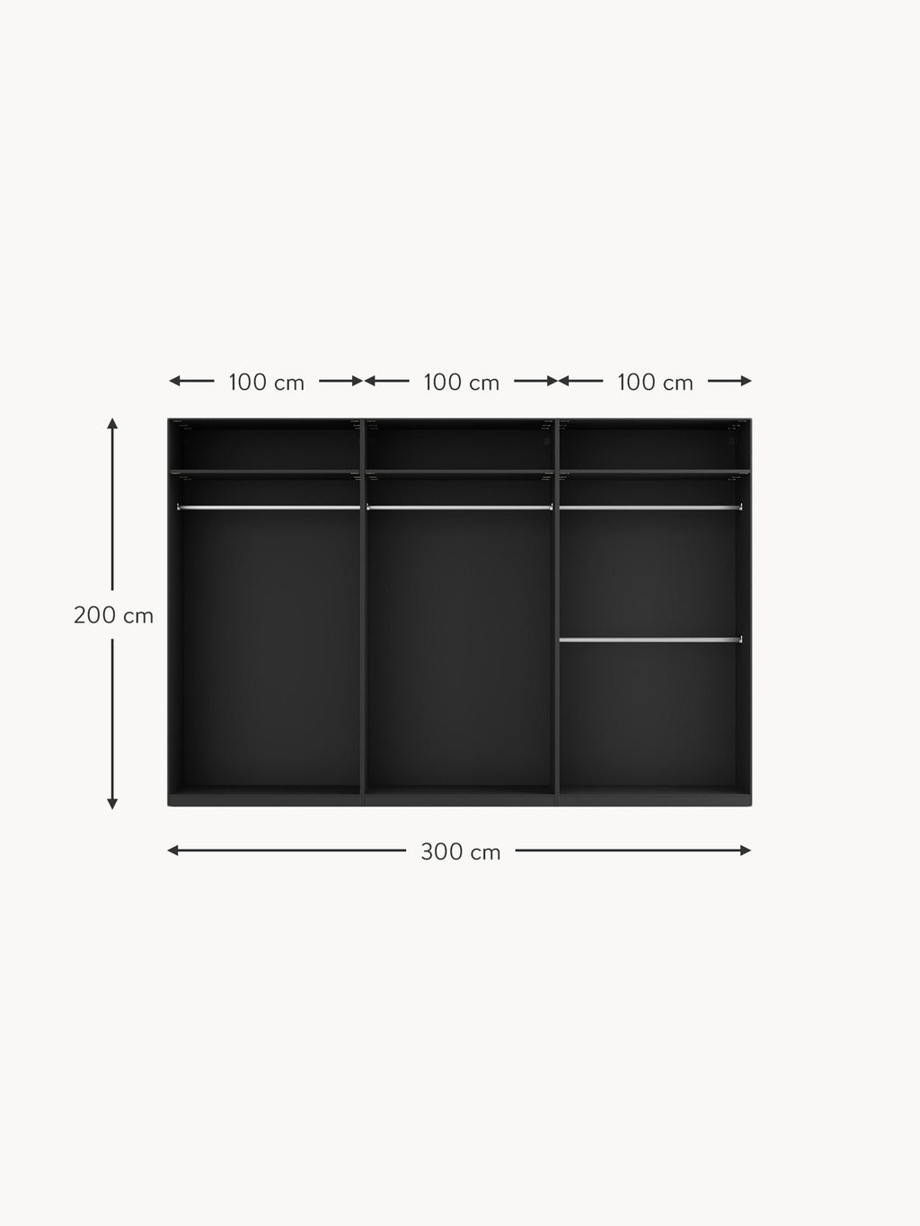 Simone Modular Revolving Door Wardrobe, 300 cm Wide, in various sizes