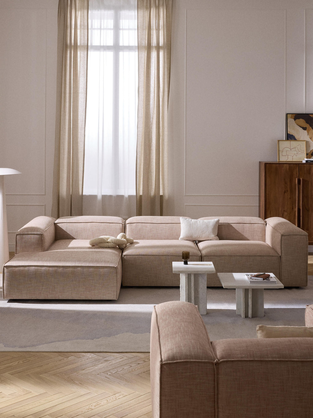 Lennon Linen Blend Modular Corner Sofa (4-seater)
