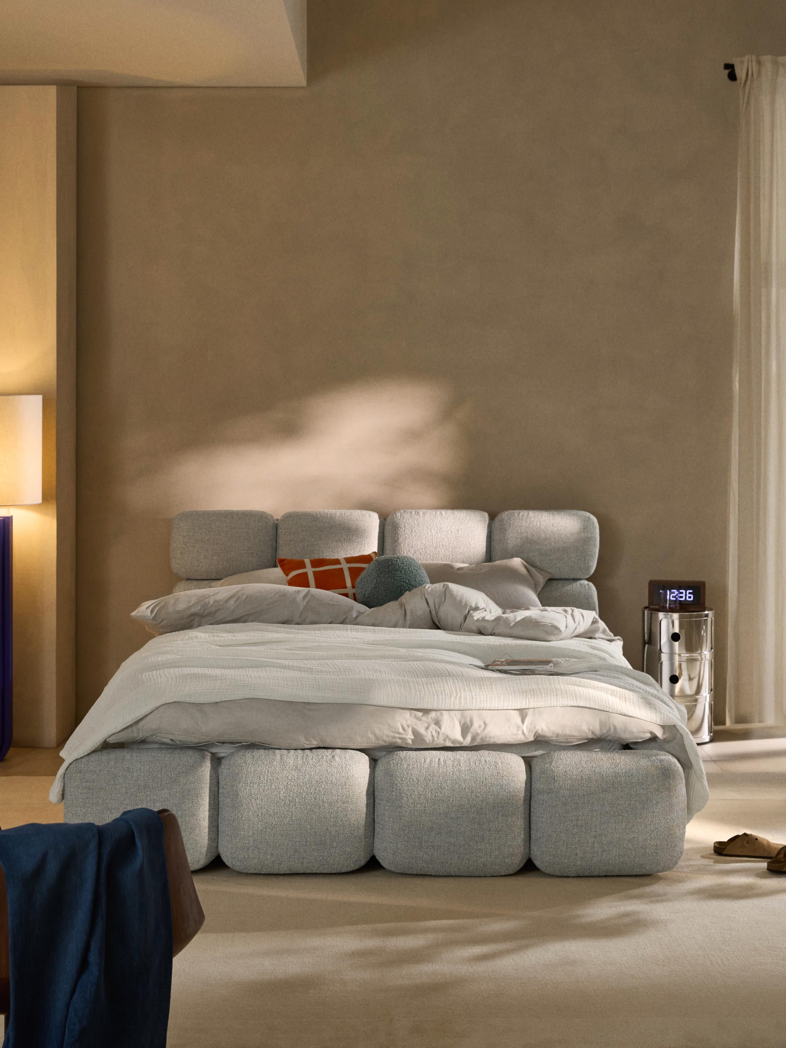 Tayla Upholstered Bouclé Bed with Storage Space