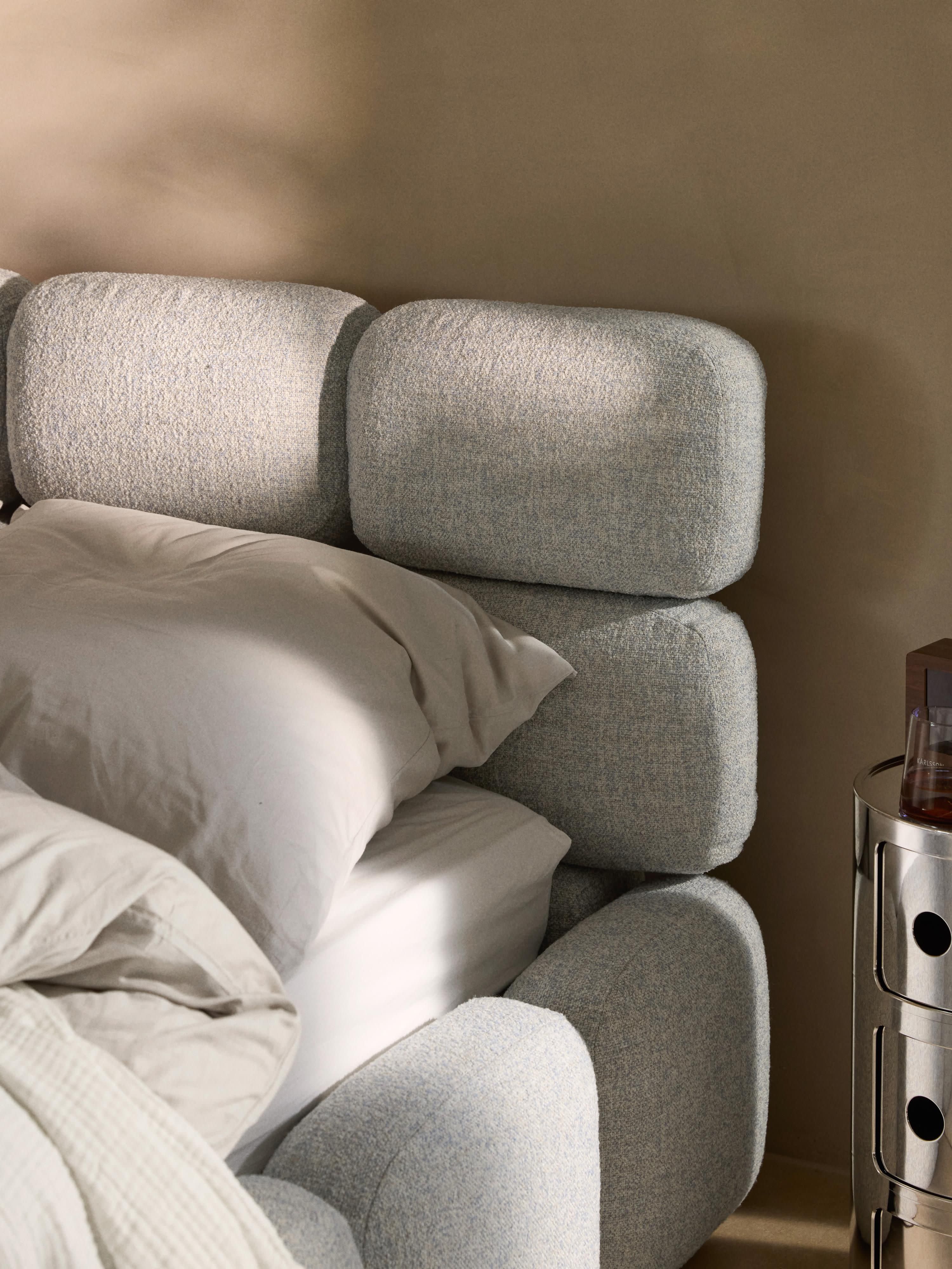 Tayla Upholstered Bouclé Bed with Storage Space