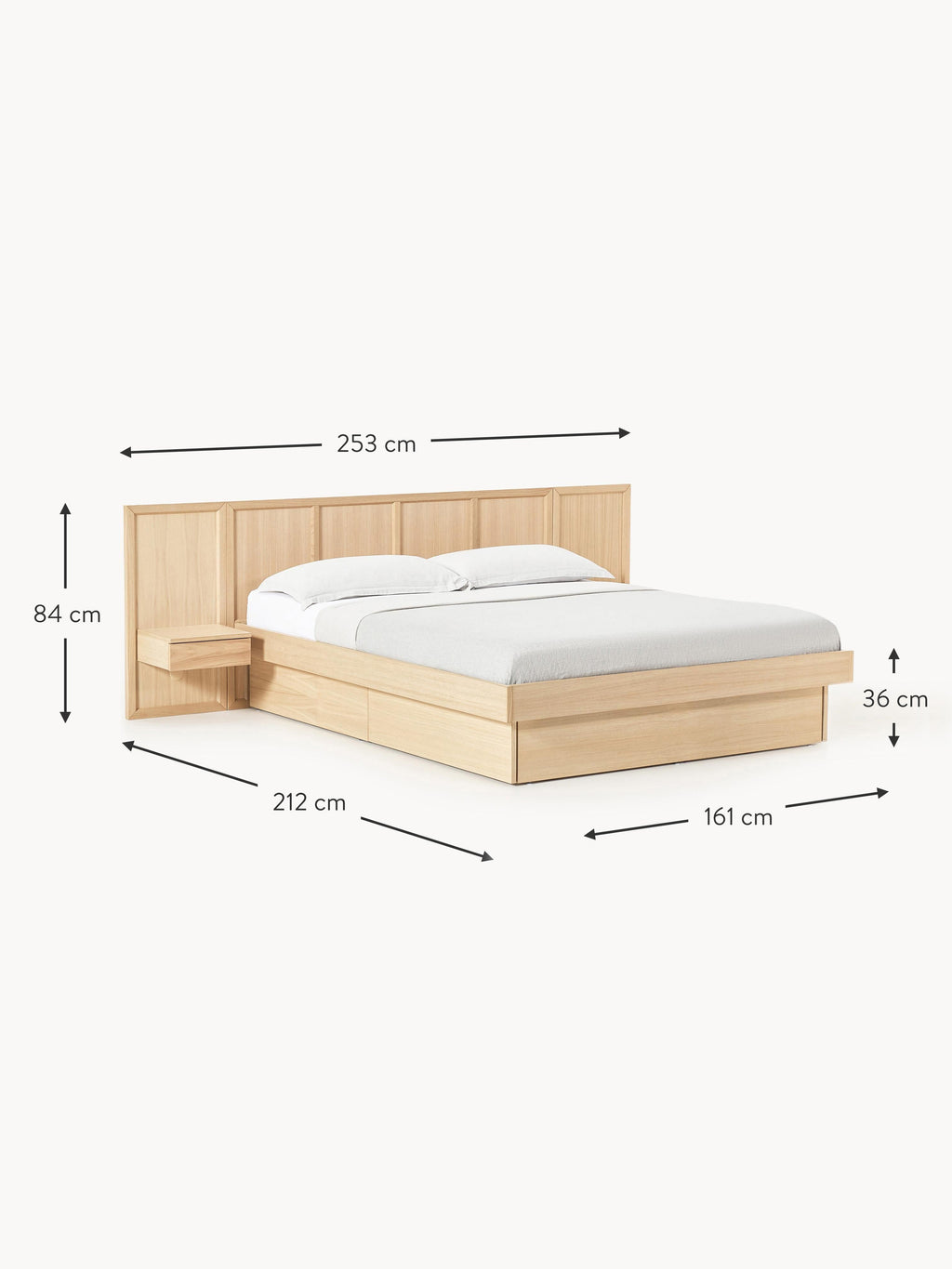 Nanto Wooden Bed with Drawers Tables and Headboard
