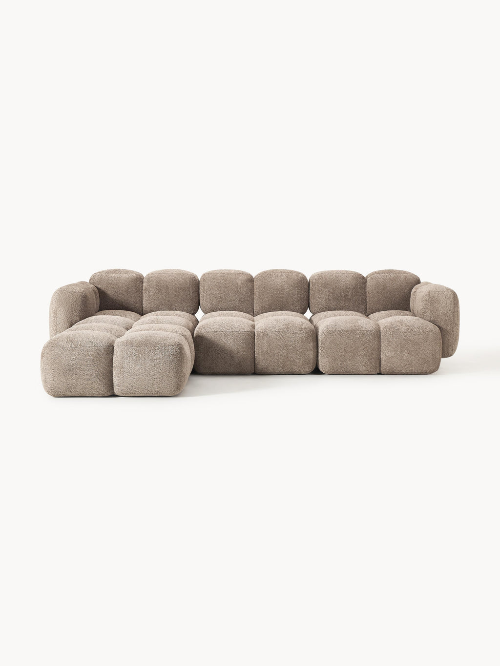 Gallery image 1 - Modular Teddy-Bouclé Sofa Tayla (4-seater) with Ottoman (left/right)