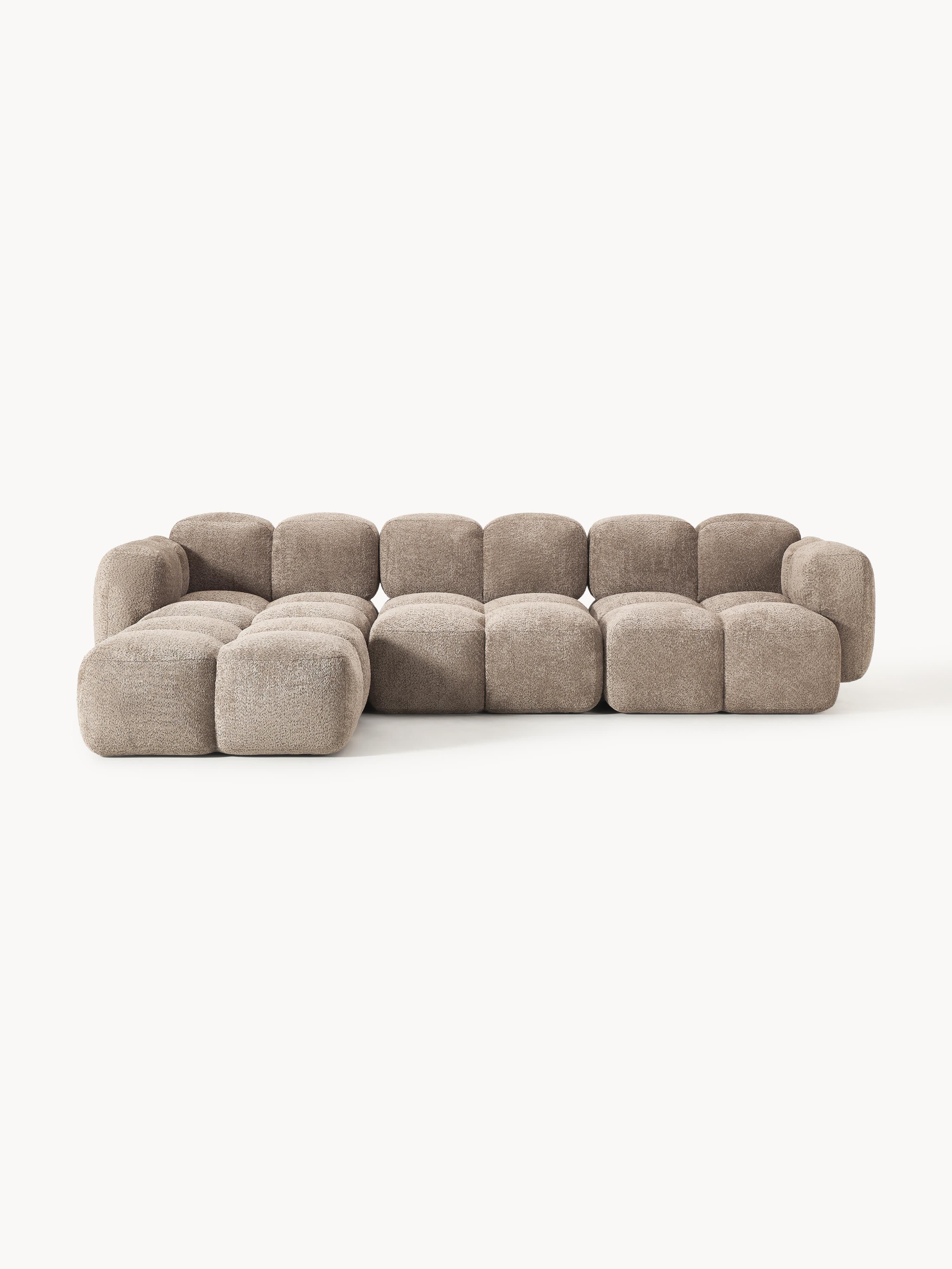 Gallery image 1 - Modular Teddy-Bouclé Sofa Tayla (4-seater) with Ottoman (left/right)