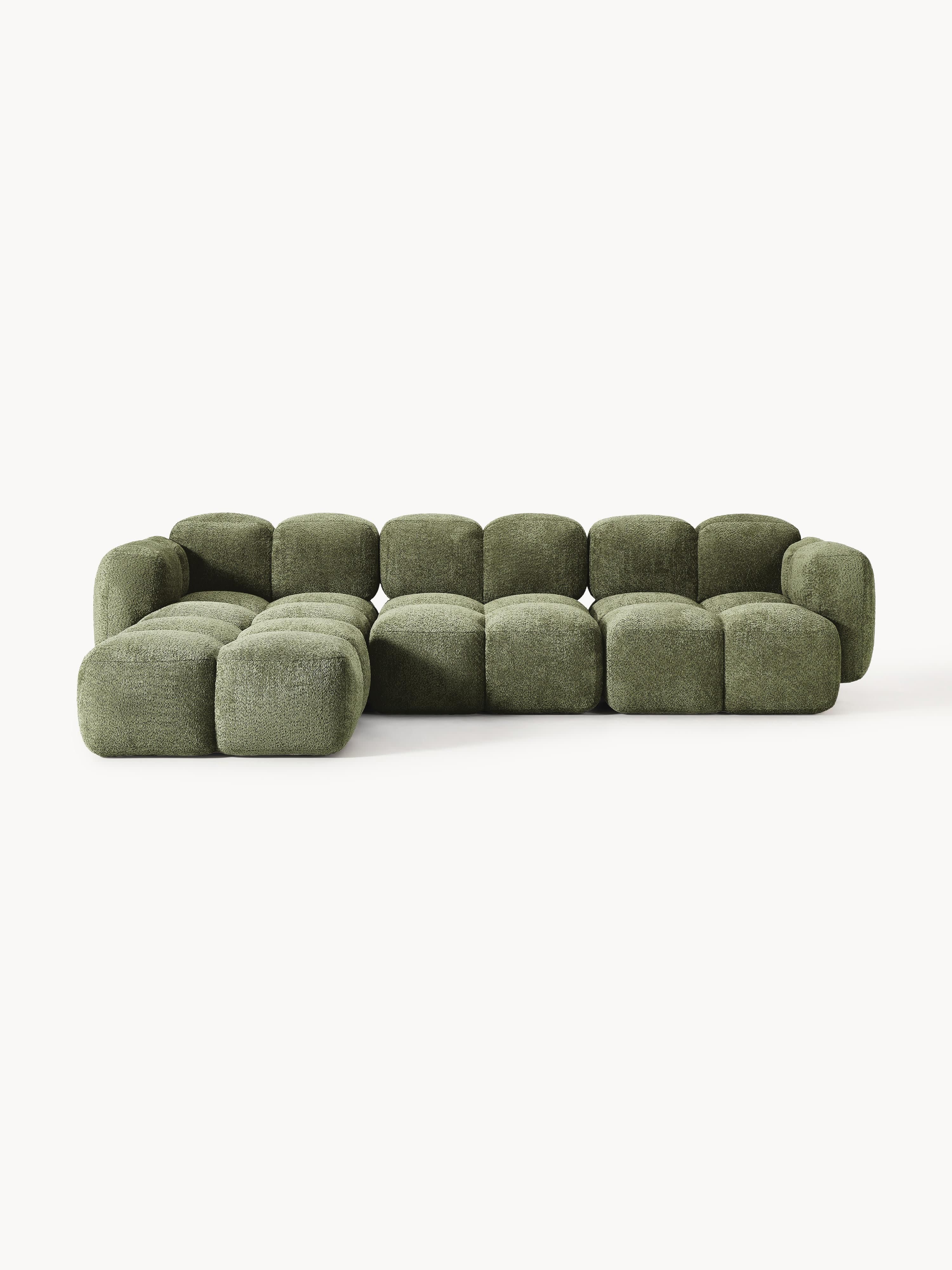 Gallery image 1 - Modular Teddy-Bouclé Sofa Tayla (4-seater) with Ottoman